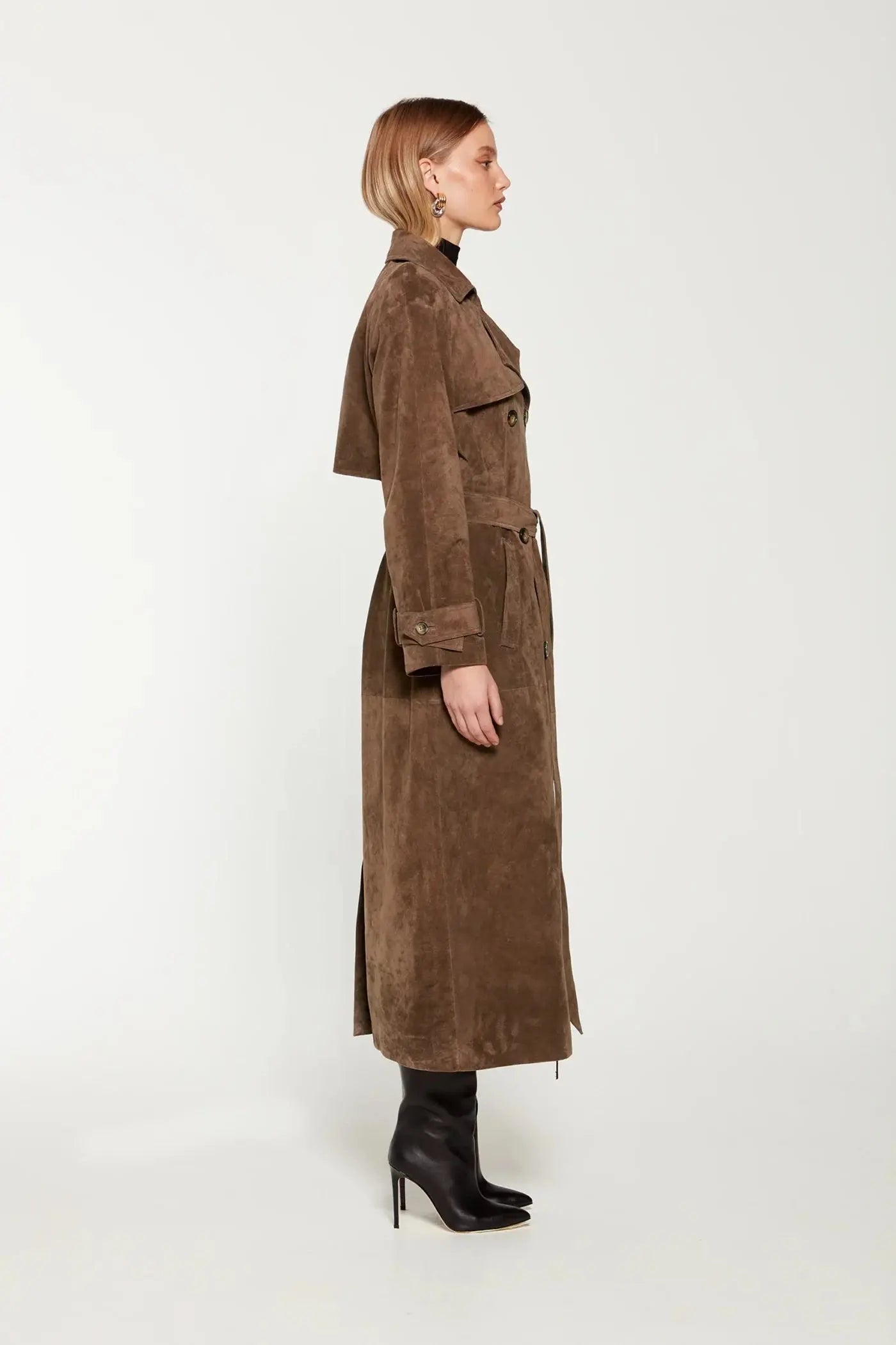 Damen Trenchcoat Wildleder – Eleganter, hochwertiger Mantel