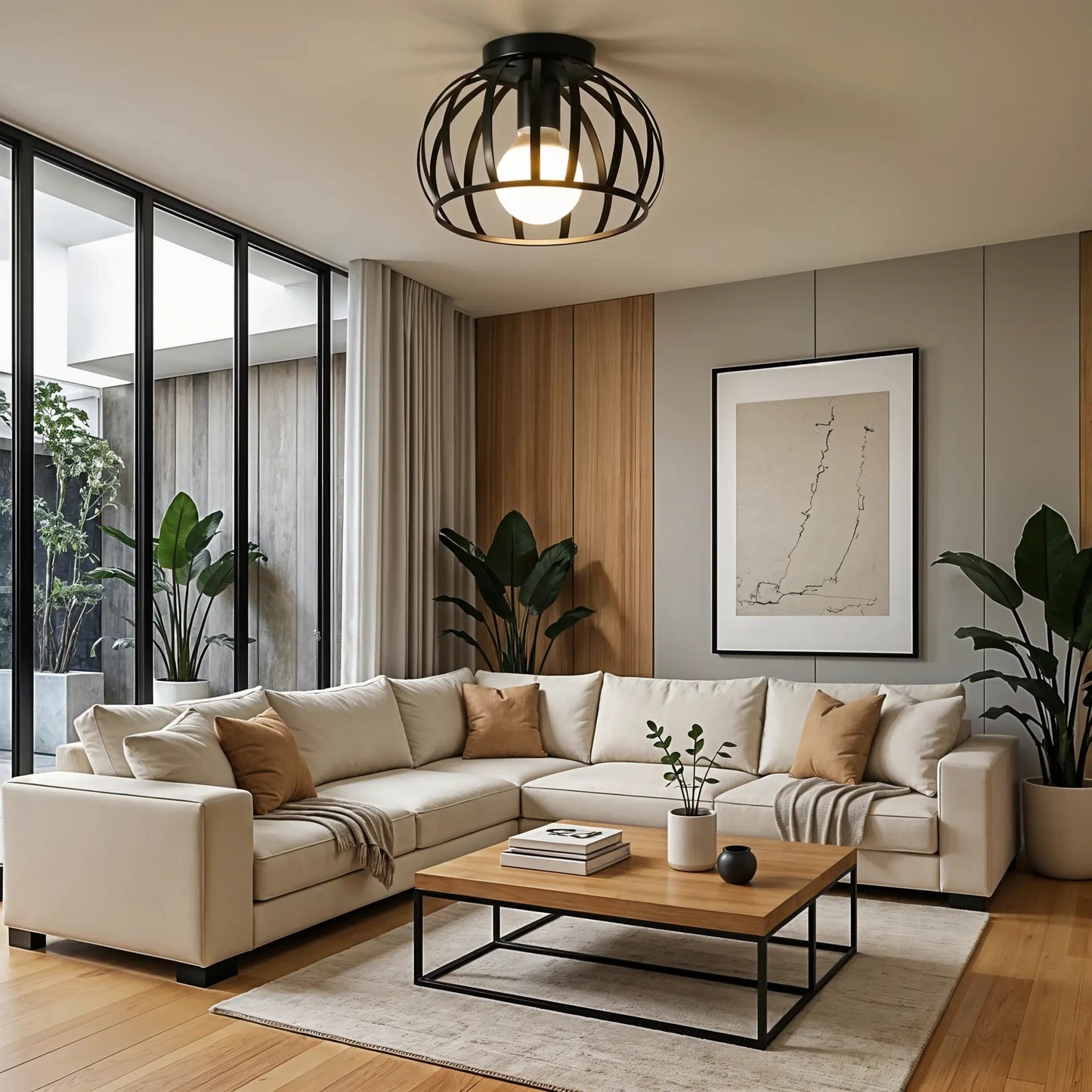Industrielle Deckenleuchte Schwarz für Schlafzimmer, Bäder und Flure – Moderne LED Deckenlampe mit einfachem Montage-Design 2