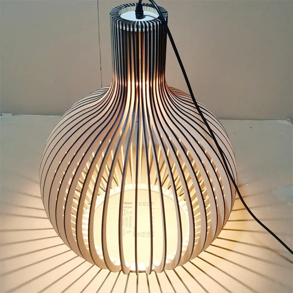 Pendelleuchte aus Holz Ø35cm/Ø45cm/Ø55cm – Stilvolle Hängelampe für Esszimmer und Wohnräume 7