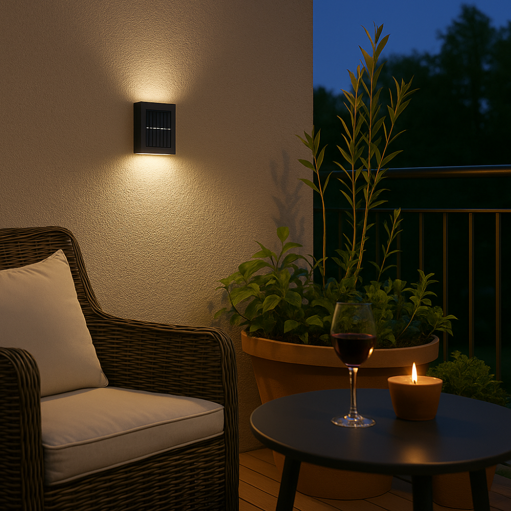 SolarGlow LED Solar Wandlampen – Kabellos, Wetterfest & Stimmungsvolles Licht für Außenbereiche