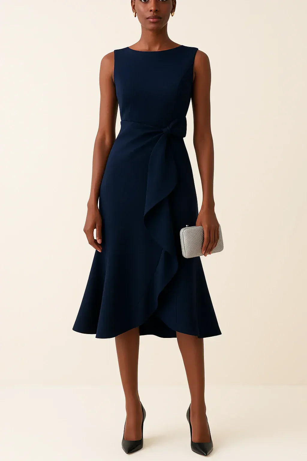 Luxeraum.de Dresses Marineblau / S Abendkleid – Fließender Stoff – Schleifendetail – Damen