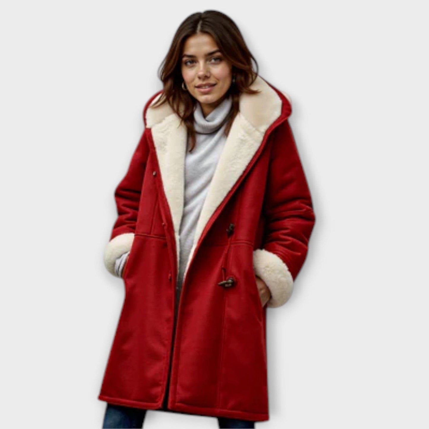 Luxeraum.de Weinrot / S Damen Fellmantel warm kuschelig hochwertig Wintermantel