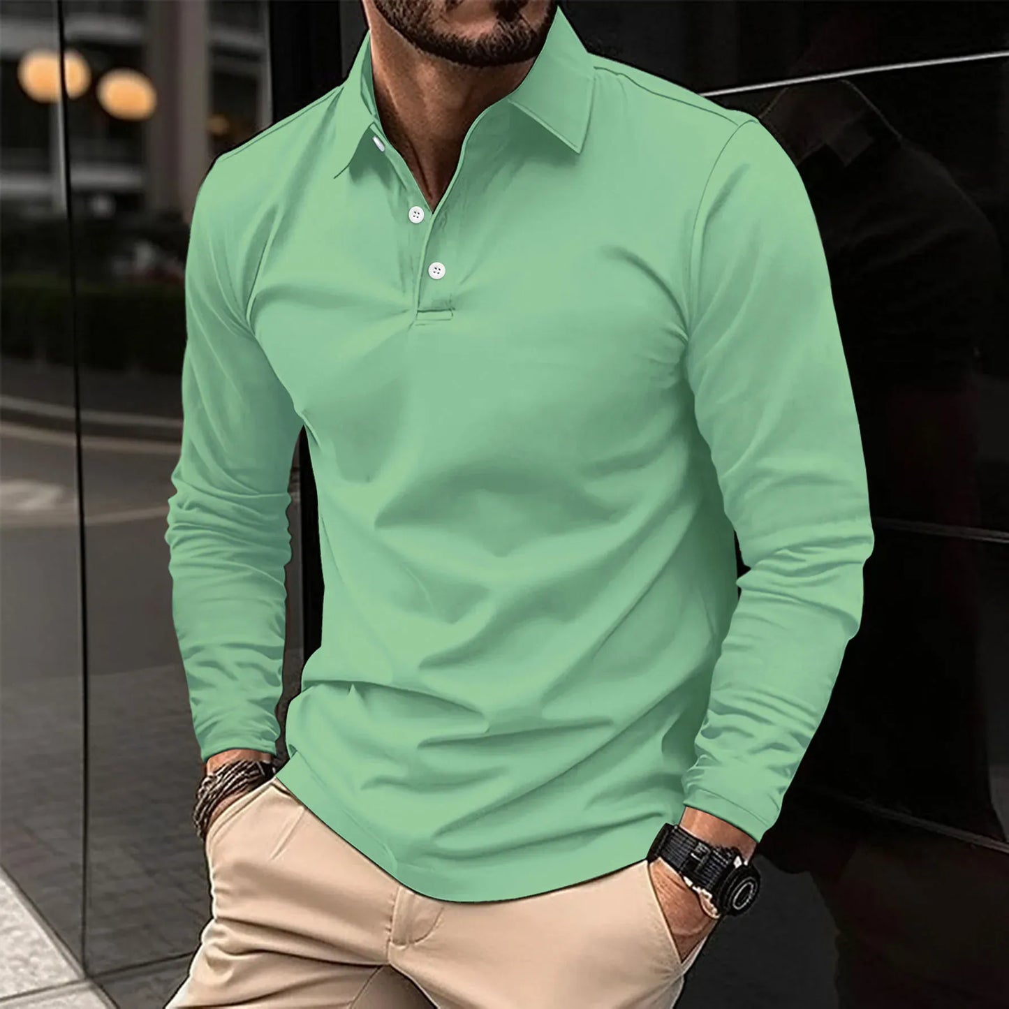 Luxeraum.de Polos Grün / S Damen Poloshirt Langarm – klassisch, hochwertig, elegant