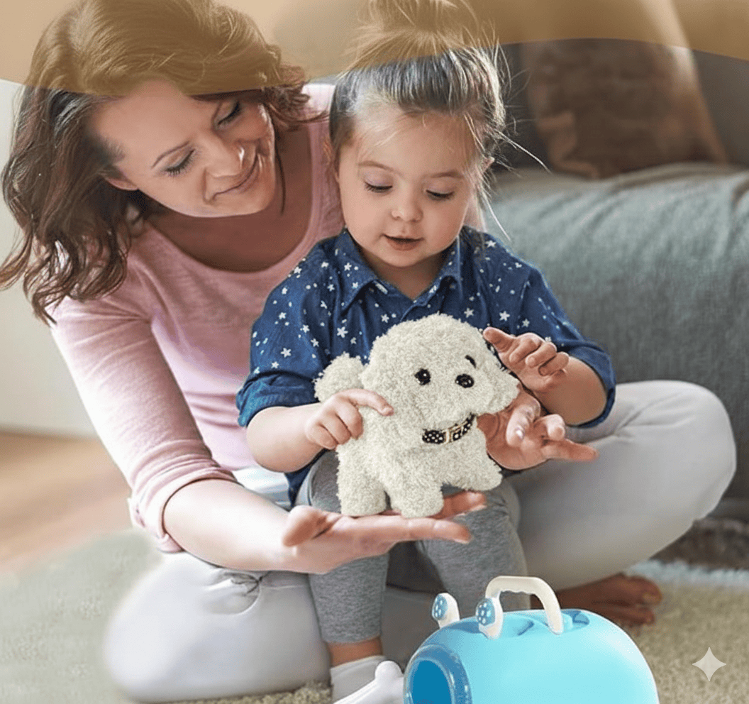 Luxeraum.de Robotic Toys Weiß Spielzeugwelpe – Batteriebetrieben – Laufend & Bellend – Kinder