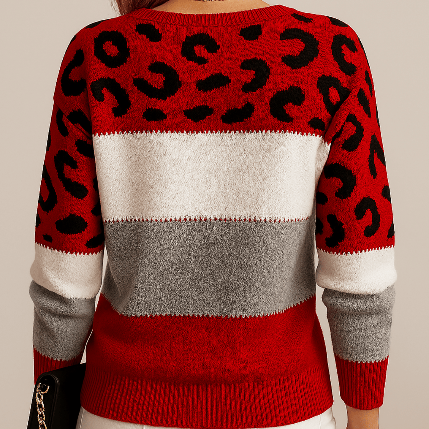 Luxeraum.de Sweaters Rot / S Strickpullover – Farbblock & Musterdesign - Weiche Strickstruktur – Damen