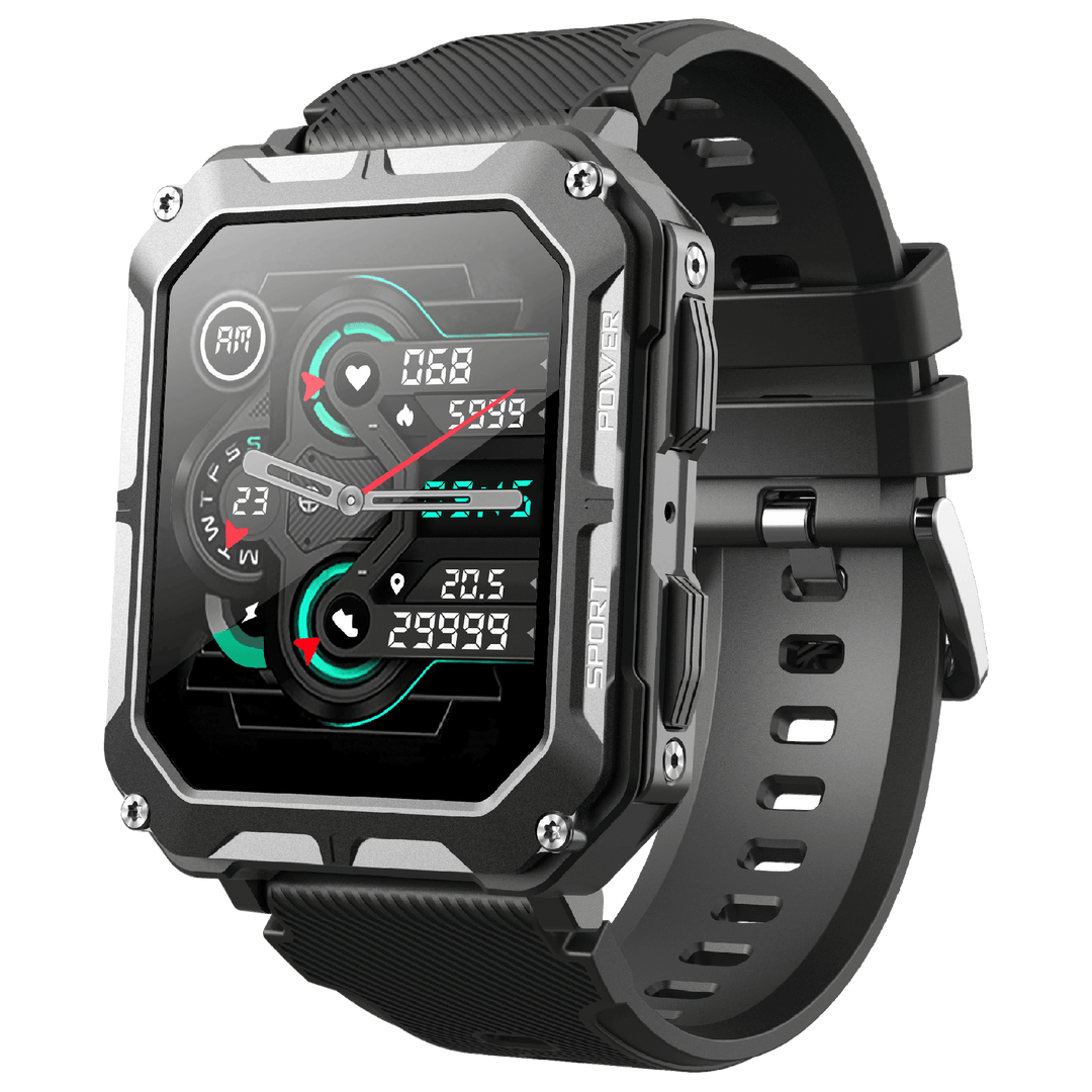 Luxeraum.de Smart Watches Schwarz Thor Outdoor Smartwatch Herren – robuste Smartwatch wasserdicht IP68 mit Herzfrequenz, Bluetooth Anrufe & Fitness Tracker