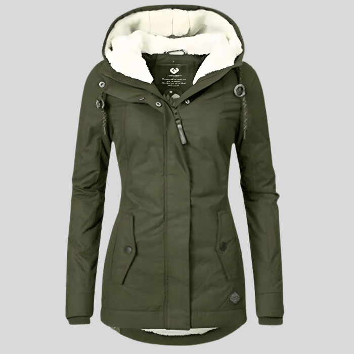 Luxeraum.de Grün / S Winterjacke Damen warm mit Kapuze – Hochwertige gefütterte Jacke