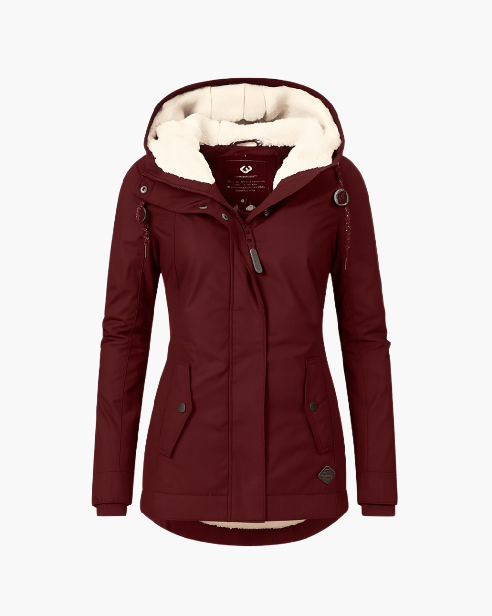Luxeraum.de Jackets Rot / S Wintermantel Damen warm mit Kapuze und weichem Fleecefutter