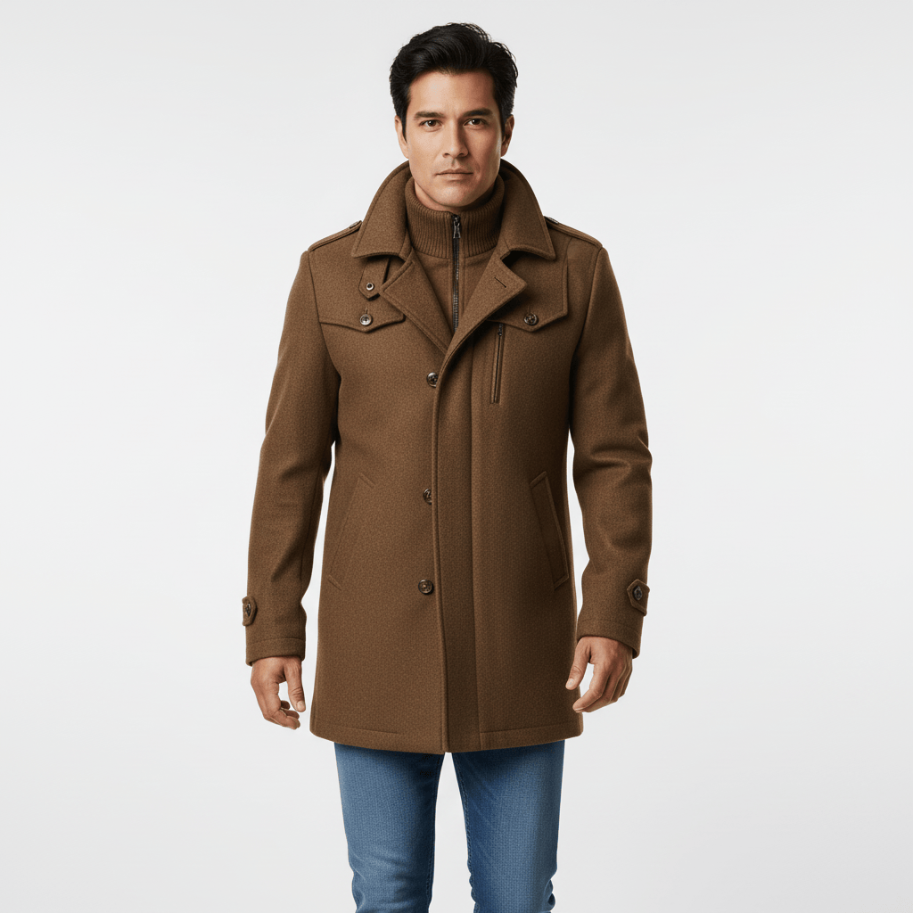 Luxeraum.de Coats & Jackets Wintermantel – Wollmischung – einreihiger Schnitt mit Revers – Herren