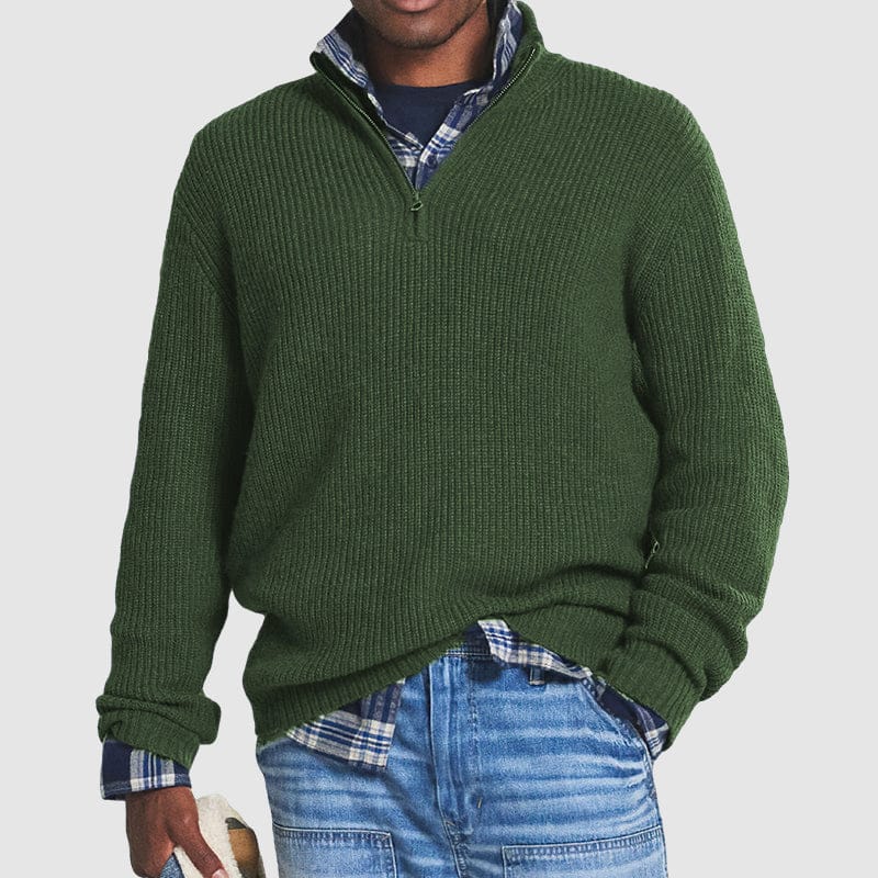 Luxeraum.de Sweaters Grün / S Pullover – strukturierter Strick – Reißverschluss – Herren