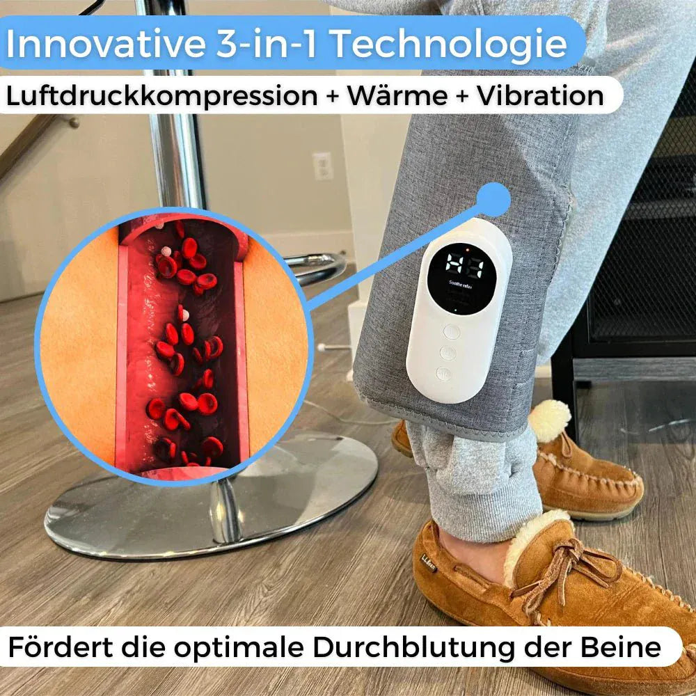 Luxeraum.de Electric Massagers Bein Massagegerät elektrisch 3-in-1 Minasa für Waden & Beine – Kompression Massagegerät gegen Schmerzen & Schwellungen