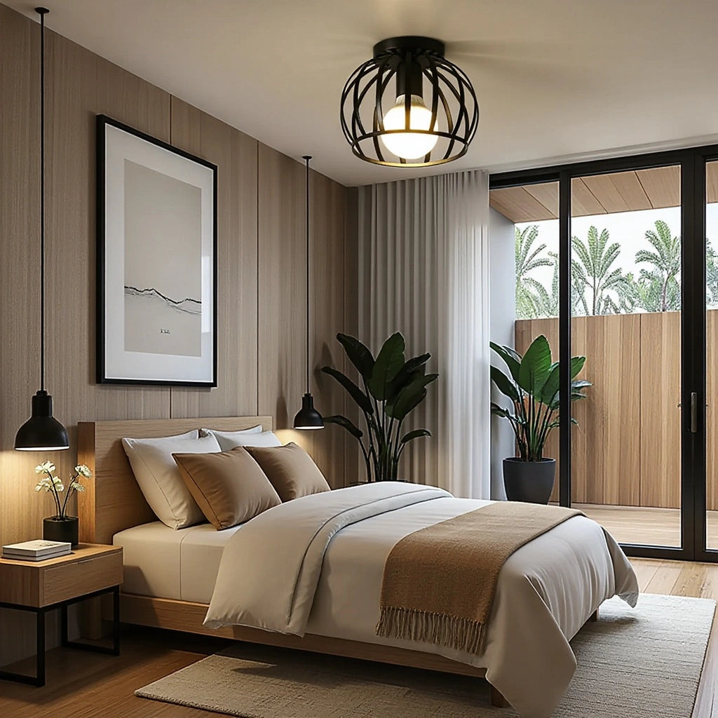 Industrielle Deckenleuchte Schwarz für Schlafzimmer, Bäder und Flure – Moderne LED Deckenlampe mit einfachem Montage-Design 1