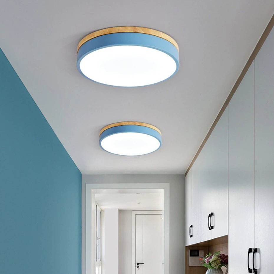 Skandinavische Deckenlampe aus Holz – Moderne Deckenleuchte für Wohnzimmer in verschiedenen Farben, 30 cm, E27 Fassung 2
