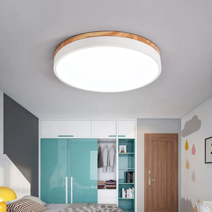 Skandinavische Deckenlampe aus Holz – Moderne Deckenleuchte für Wohnzimmer in verschiedenen Farben, 30 cm, E27 Fassung 6
