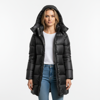 Damen Puffermantel lang – warm, modern und elegant für den Winter