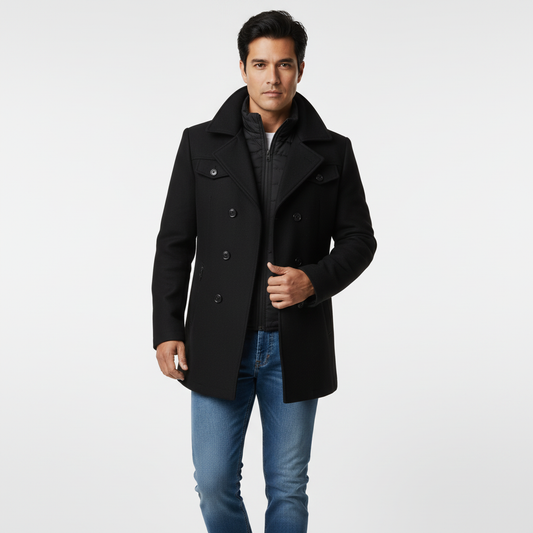 Eleganter Wollmix-Mantel für Herren – Einreihig – Fallendes Revers – Warm Gefüttert