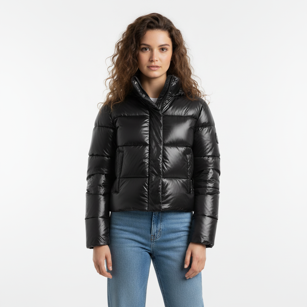 Pufferjacke – Warmer Wintermantel – Kapuze & Zipper – Damen