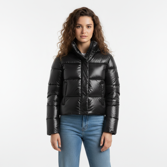 Pufferjacke – Warmer Wintermantel – Kapuze & Zipper – Damen