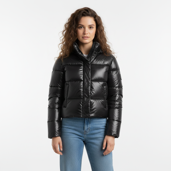 Pufferjacke – Warmer Wintermantel – Kapuze & Zipper – Damen