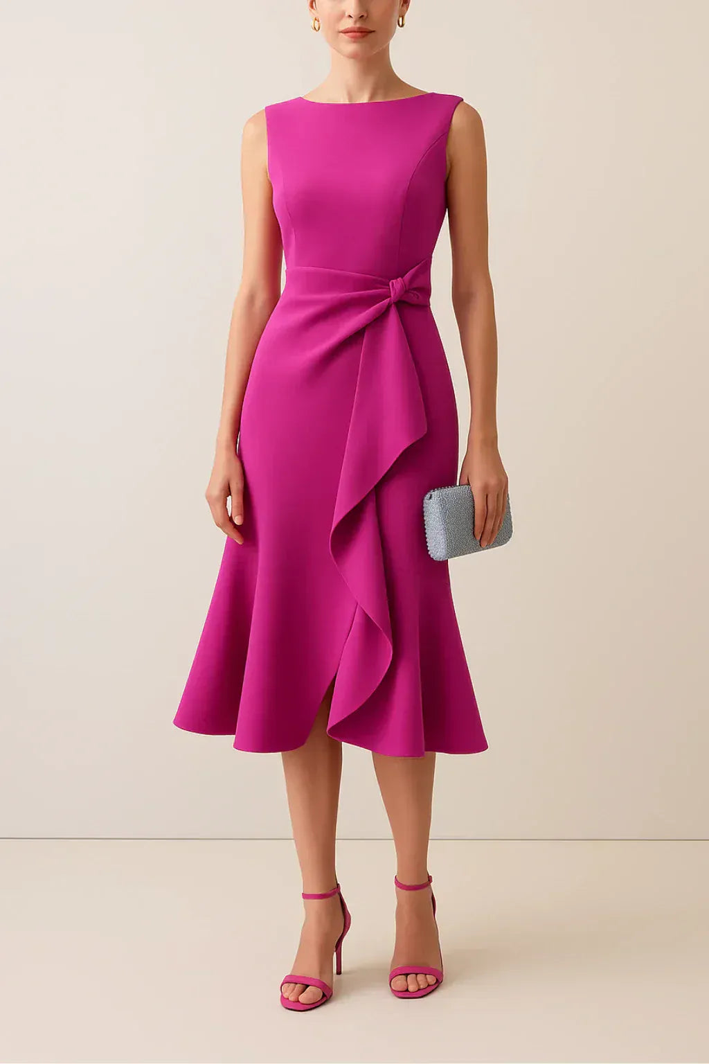 Luxeraum.de Dresses Fuchsie / S Abendkleid – Fließender Stoff – Schleifendetail – Damen