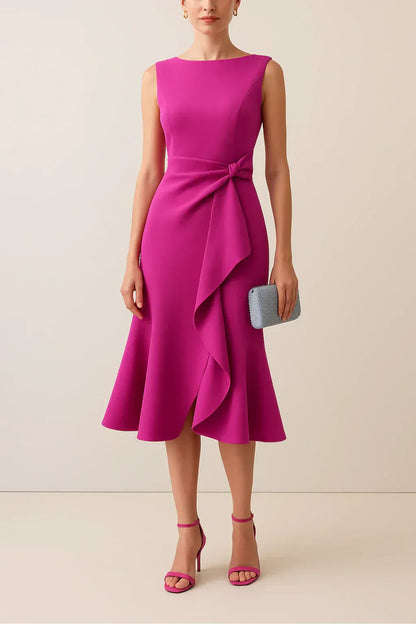 Luxeraum.de Dresses Fuchsie / S Abendkleid – Fließender Stoff – Schleifendetail – Damen