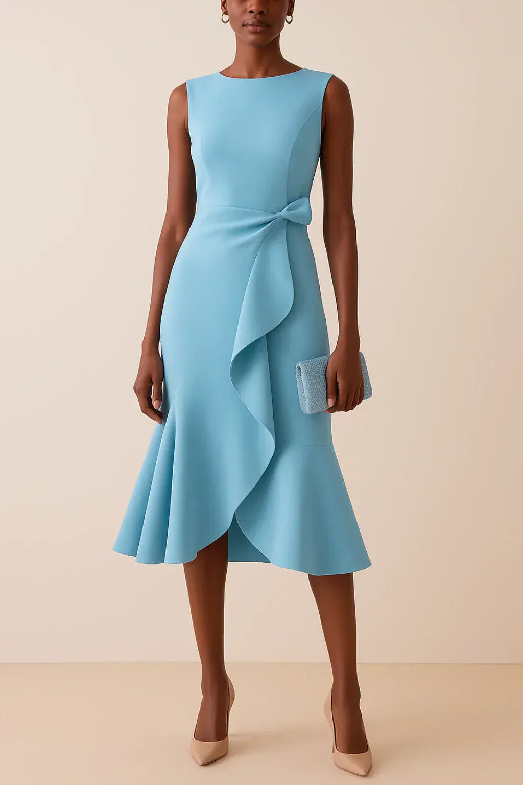 Luxeraum.de Dresses Himmelblau / S Abendkleid – Fließender Stoff – Schleifendetail – Damen