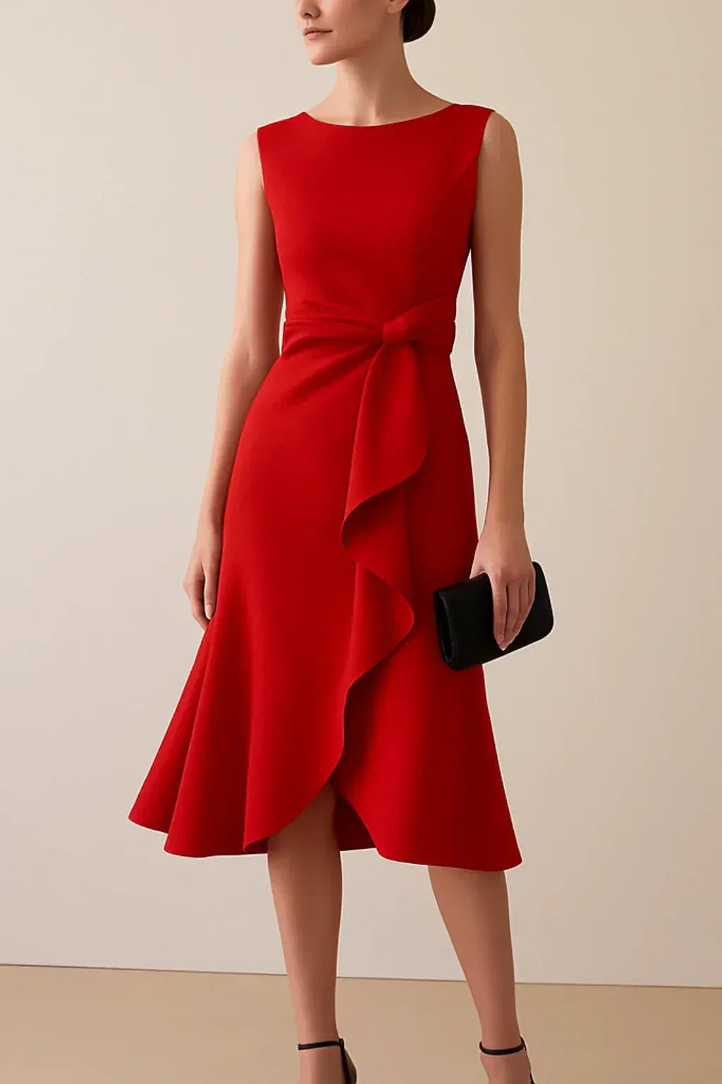 Luxeraum.de Dresses Rot / S Abendkleid – Fließender Stoff – Schleifendetail – Damen