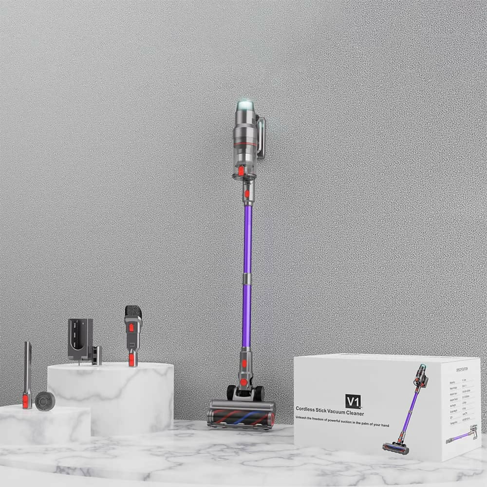 Luxeraum.de Upright Vacuums Akku Staubsauger kabellos beutellos – mit Stauberkennung, 60 Min Laufzeit & LED-Bürste