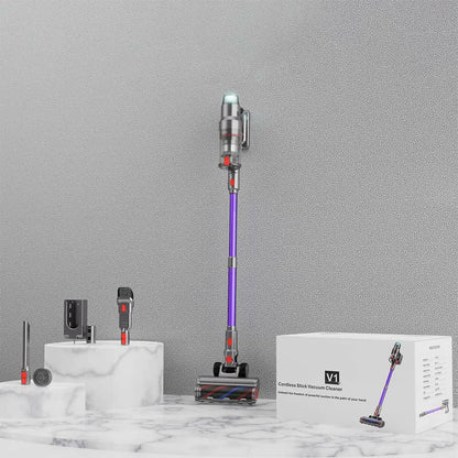 Luxeraum.de Upright Vacuums Akku Staubsauger kabellos beutellos – mit Stauberkennung, 60 Min Laufzeit & LED-Bürste