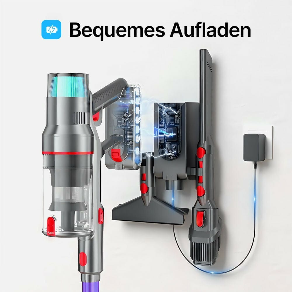 Luxeraum.de Upright Vacuums Akku Staubsauger kabellos beutellos – mit Stauberkennung, 60 Min Laufzeit & LED-Bürste