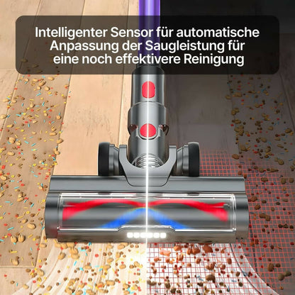 Luxeraum.de Upright Vacuums Akku Staubsauger kabellos beutellos – mit Stauberkennung, 60 Min Laufzeit & LED-Bürste