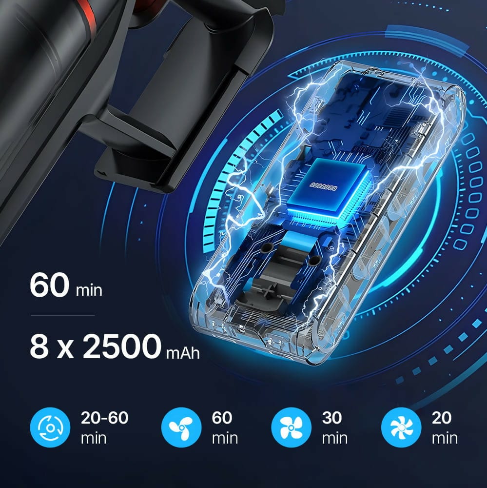 Luxeraum.de Upright Vacuums Akku Staubsauger kabellos beutellos – mit Stauberkennung, 60 Min Laufzeit & LED-Bürste