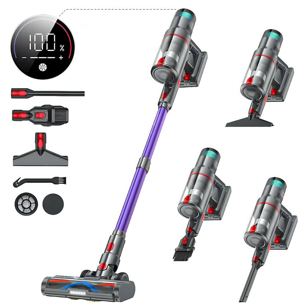 Luxeraum.de Upright Vacuums Akku Staubsauger kabellos beutellos – mit Stauberkennung, 60 Min Laufzeit & LED-Bürste
