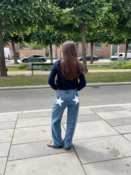 Luxeraum.de Jeggings Weiß / XS Baggy Jeans Streetwear – Baumwoll-Denim – Sternendetail & Baggy-Schnitt – Damen