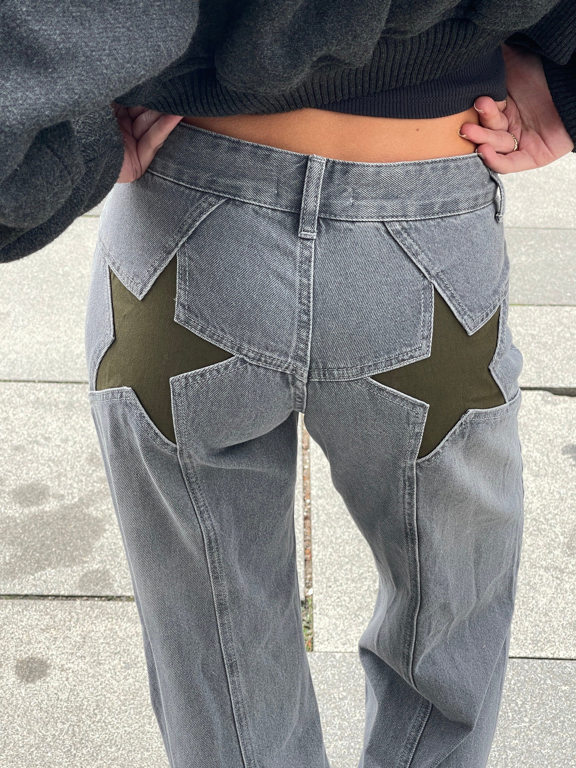 Luxeraum.de Jeggings Baggy Jeans Streetwear – Baumwoll-Denim – Sternendetail & Baggy-Schnitt – Damen