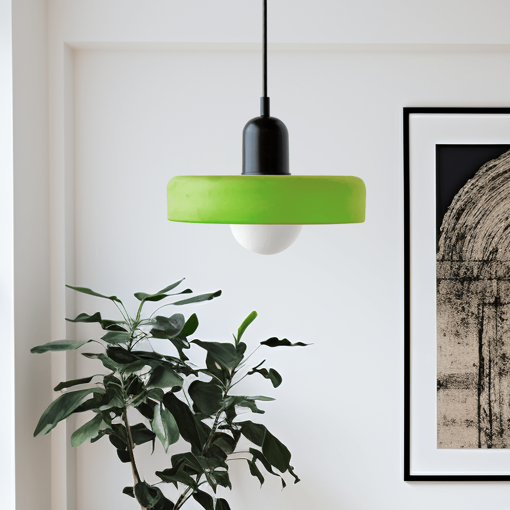 Luxeraum.de Ceiling Light Fixtures Eisgrün / Schwarz Bauhaus Hängeleuchte - Farbigem Glas - Modernes Design - Verstellbarem Kabel