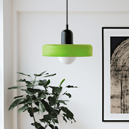 Luxeraum.de Ceiling Light Fixtures Eisgrün / Schwarz Bauhaus Hängeleuchte - Farbigem Glas - Modernes Design - Verstellbarem Kabel