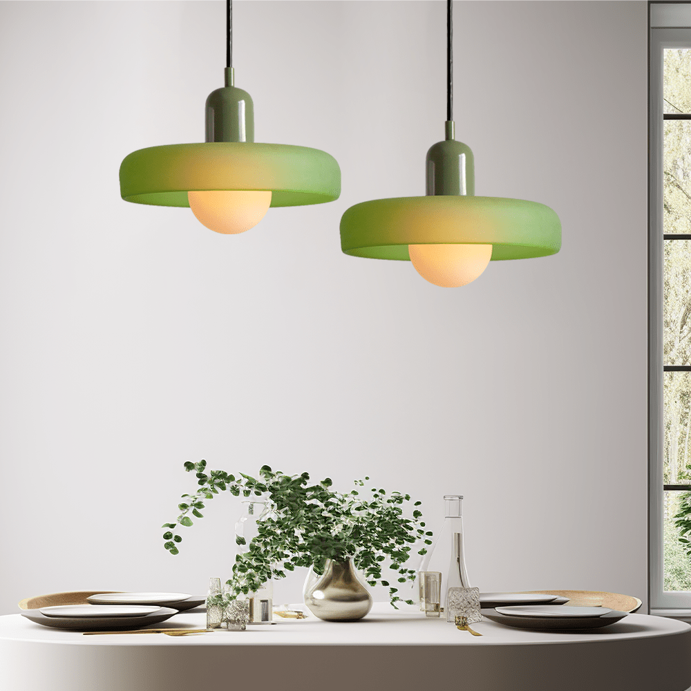 Luxeraum.de Ceiling Light Fixtures Eisgrün / Grün Bauhaus Hängeleuchte - Farbigem Glas - Modernes Design - Verstellbarem Kabel