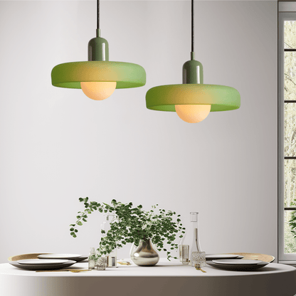 Luxeraum.de Ceiling Light Fixtures Eisgrün / Grün Bauhaus Hängeleuchte - Farbigem Glas - Modernes Design - Verstellbarem Kabel