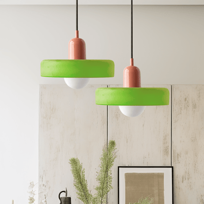 Luxeraum.de Ceiling Light Fixtures Eisgrün / Rosa Bauhaus Hängeleuchte - Farbigem Glas - Modernes Design - Verstellbarem Kabel