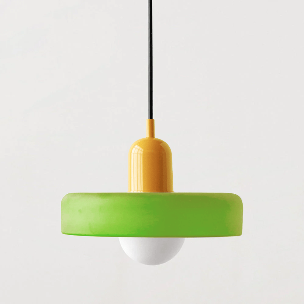 Luxeraum.de Ceiling Light Fixtures Eisgrün / Gelb Bauhaus Hängeleuchte - Farbigem Glas - Modernes Design - Verstellbarem Kabel
