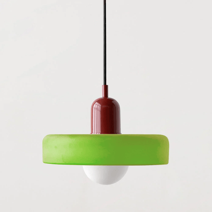 Luxeraum.de Ceiling Light Fixtures Eisgrün / Rot Bauhaus Hängeleuchte - Farbigem Glas - Modernes Design - Verstellbarem Kabel