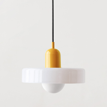 Luxeraum.de Ceiling Light Fixtures Weiß / Gelb Bauhaus Hängeleuchte - Farbigem Glas - Modernes Design - Verstellbarem Kabel