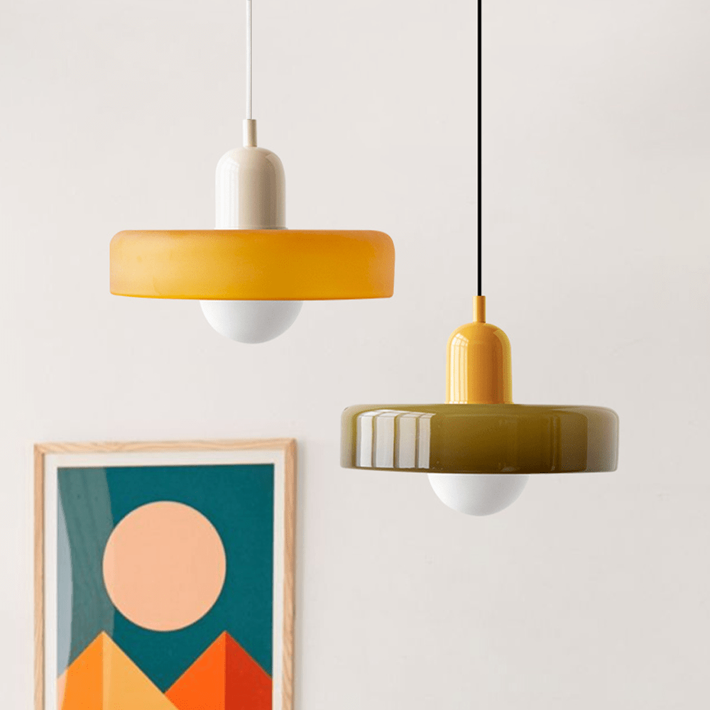 Luxeraum.de Ceiling Light Fixtures Bauhaus Hängeleuchte - Farbigem Glas - Modernes Design - Verstellbarem Kabel