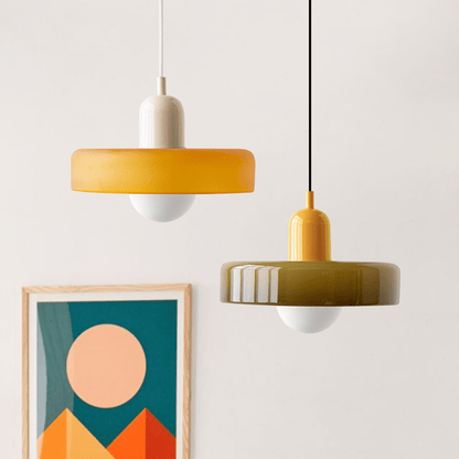 Luxeraum.de Ceiling Light Fixtures Bauhaus Hängeleuchte - Farbigem Glas - Modernes Design - Verstellbarem Kabel