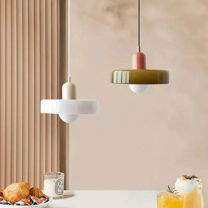 Luxeraum.de Ceiling Light Fixtures Bauhaus Hängeleuchte - Farbigem Glas - Modernes Design - Verstellbarem Kabel