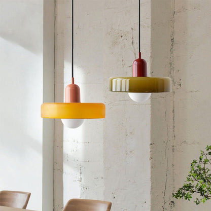 Luxeraum.de Ceiling Light Fixtures Grün / Rosa Bauhaus Hängeleuchte - Farbigem Glas - Modernes Design - Verstellbarem Kabel