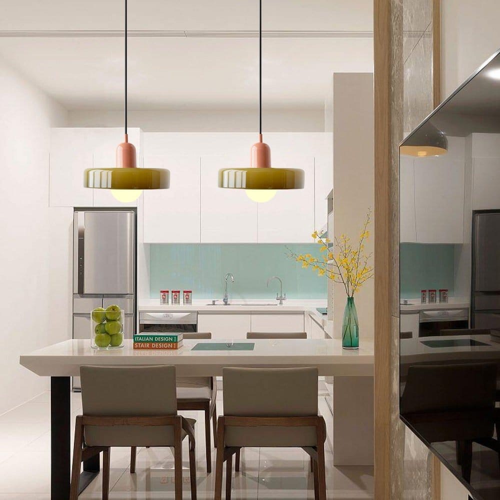 Luxeraum.de Ceiling Light Fixtures Bauhaus Hängeleuchte - Farbigem Glas - Modernes Design - Verstellbarem Kabel
