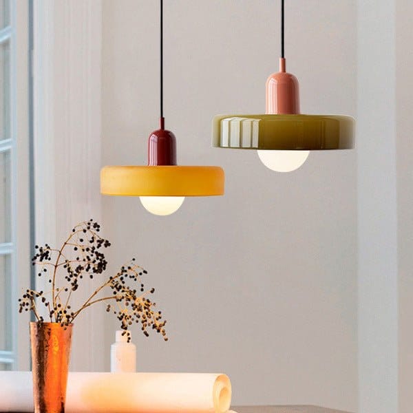 Luxeraum.de Ceiling Light Fixtures Bauhaus Hängeleuchte - Farbigem Glas - Modernes Design - Verstellbarem Kabel