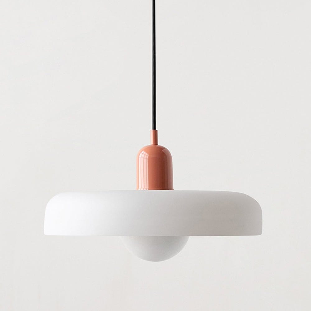 Luxeraum.de Ceiling Light Fixtures Weiß / Rosa Bauhaus Hängeleuchte - Farbigem Glas - Modernes Design - Verstellbarem Kabel
